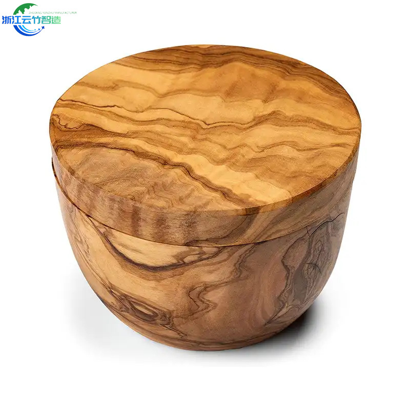 Tarro de condimento de madera de olivo tarro de sal de oliva cubierta giratoria de succión magnética engrosada protección del medio ambiente