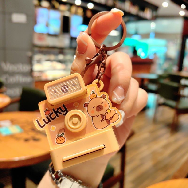 クリエイティブサンリオ発光カメラキーホルダーかわいいポラロイドカメラバッグペンダントキーチェーン小さなギフト|undefined