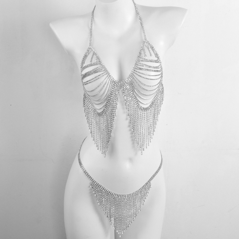 Sexy Strass Körperkette Bikini Bh Set Für Strand Mode_voghion.com