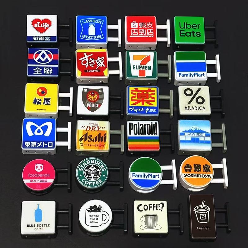 Japanese Luminous Refrigerator Magnet Mini Light Box Can Light up Led Light Sign 711 Family Rosen Coffee Beer Subway