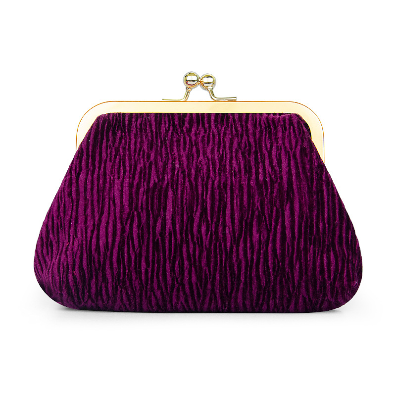 Pleated velvet-purple