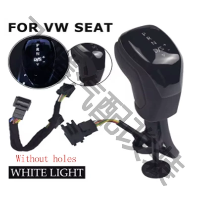 Sürətlər qutusu və əl tormozu başlıqları LED gear head Passat golf - all-black-paint-leather-without-holes-white-light