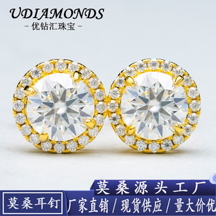 Amazon 2023s925 Sterling Silver Earrings 8.0mm Mossan VVS European and American Men's and Women's Classic Earrings in stock
