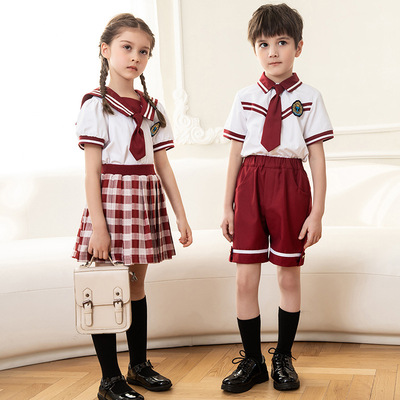 Children girls boys  plaid school performance uniforms school pupils class British JK uniform wind kindergarte graduation photos shooting chorus costumes