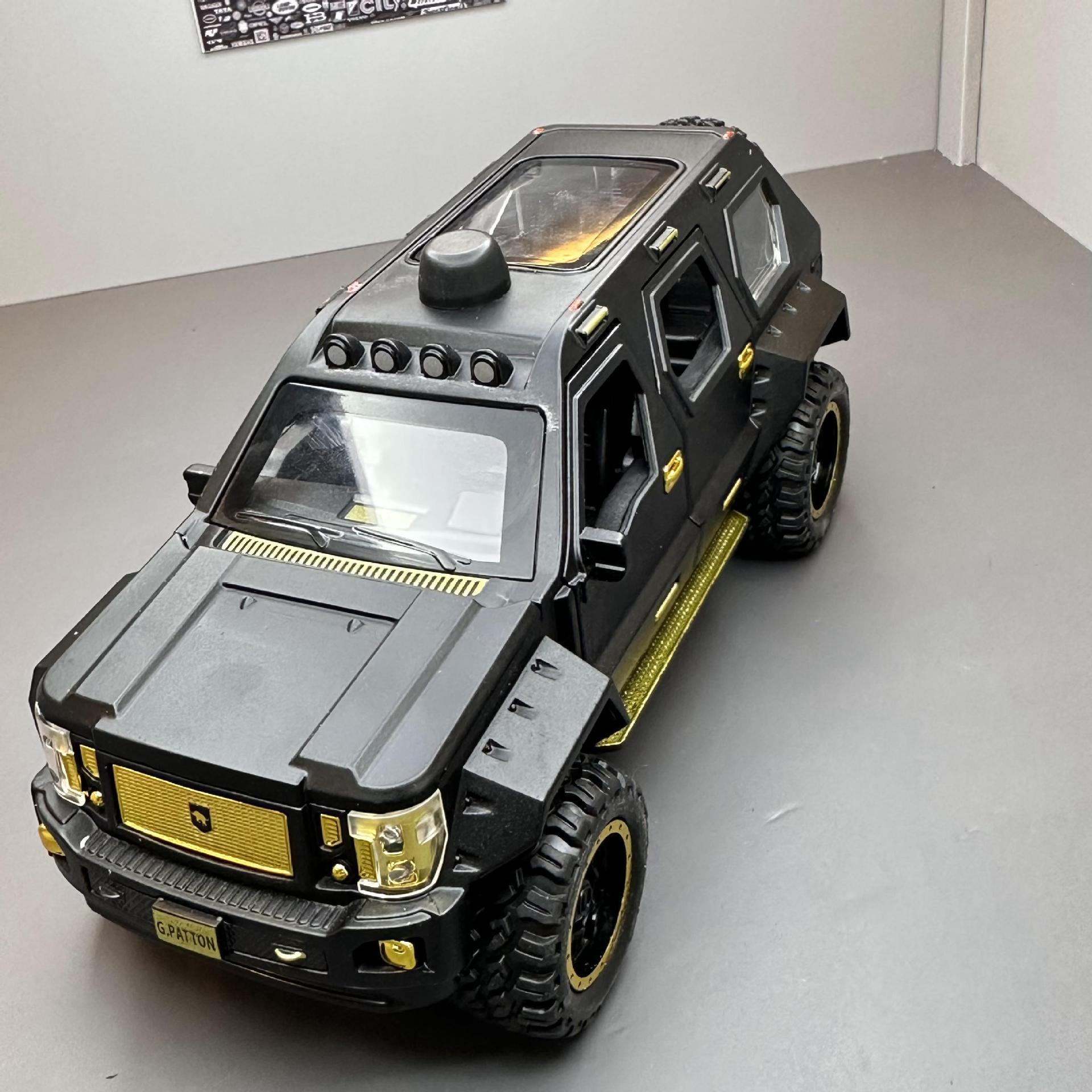 Coche de aleación modelo de coche 1:24 George Barton Puerta Abierta sonido y luz Tire hacia atrás juguete off-road música coche modelo decoración colección
