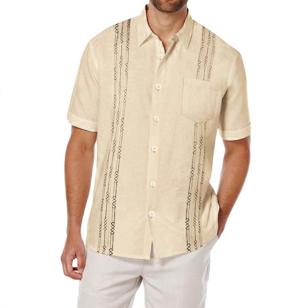 2025 Hawaii Independent Station Hot Selling 3D Digital Printing Polyester Plain Men's Short Sleeve Shirt