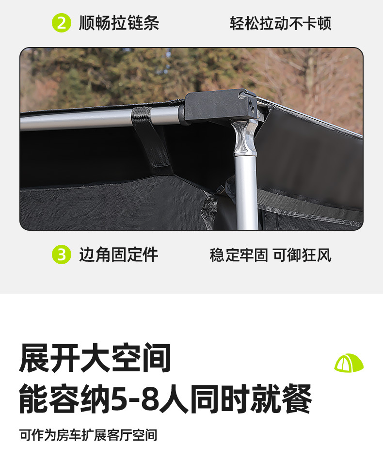 Outdoor Black Rubberized Car Side Tent Side Tent Cloth House Cloth Expansion Camping Style Car Sunshade and Rainproof Wholesale