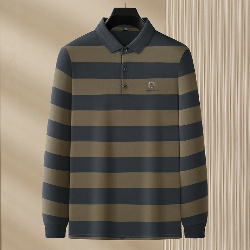 Légendaire Paul Fl nouveau épaissi Double face motif uni col à manches longues hommes Polo rayure broderie_voghion.com