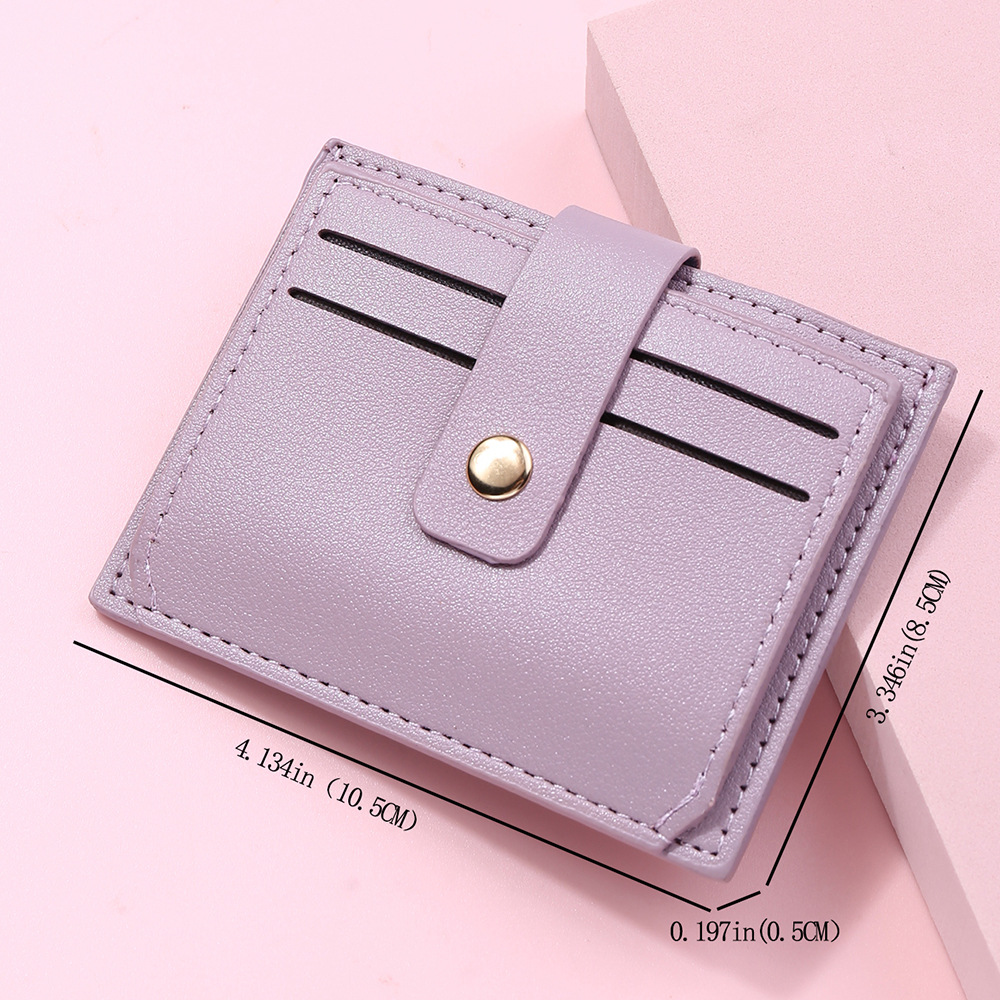 Fashion Style Square Shape Women's Solid Color Pu Leather Flip Cover Card Holders