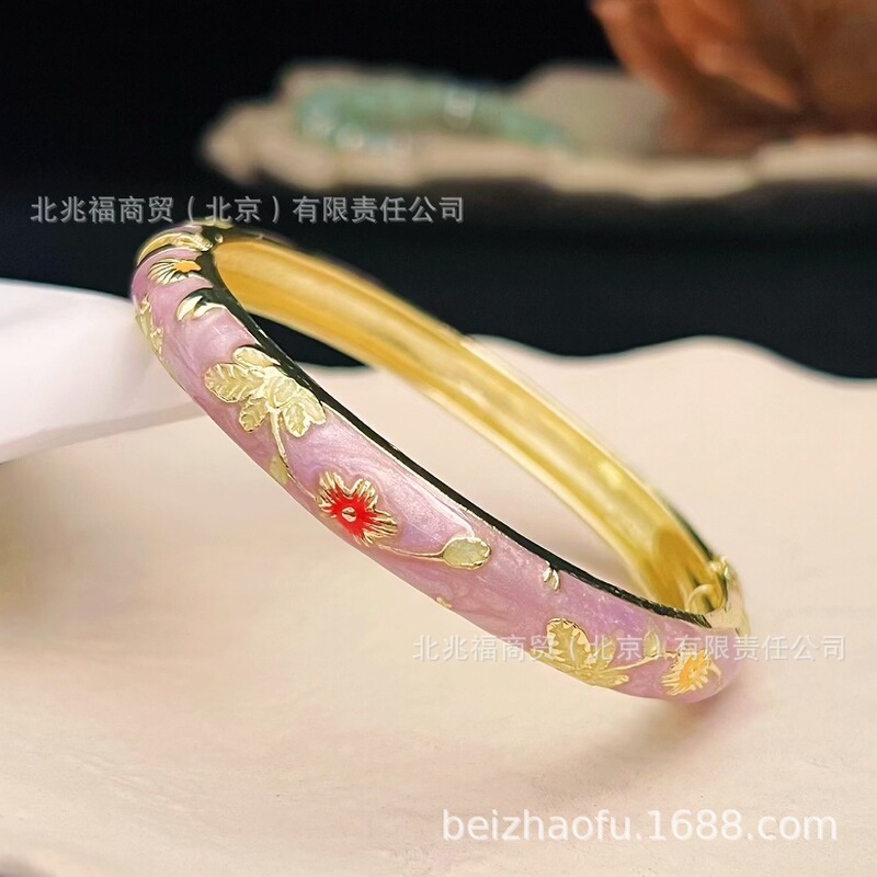 北京エナメルオイルドリップブレスレット、上質な花柄の女性用ブレスレット、紫禁城の旅行のお土産、人気のスポット|undefined
