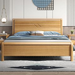 進口櫸木實木床工廠直銷1.8米雙人床現代簡約1.5米主臥原木大床