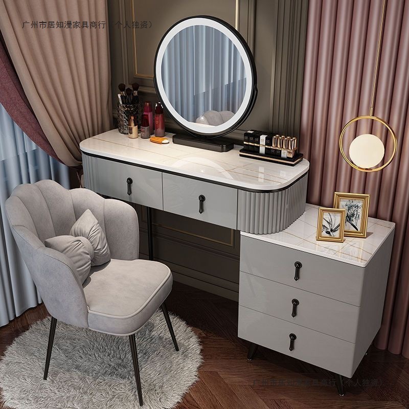 Light Luxury Dressing Table Bedroom Modern Simple Dressing Table Solid Wood Popular Ins Style Dressing Table Storage Cabinet High-End