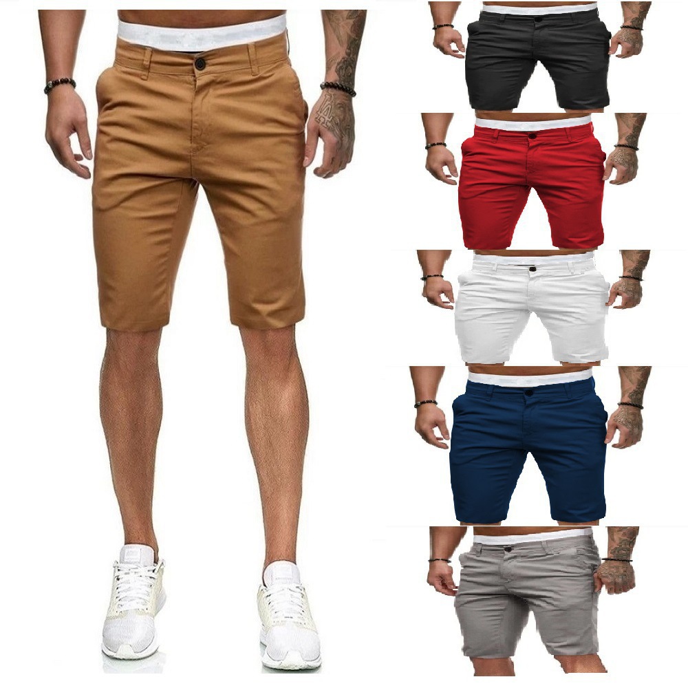 Summer casual shorts mens solid color sh...