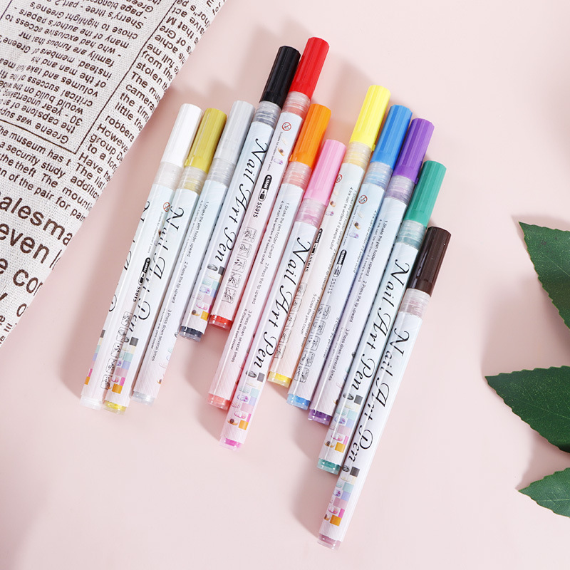 Nail Art Pen 0.5mm Acrylic Paint Needle Tip Dotting Pen Cross-Border New Product Water-Based Nail Art Marker Pen for Nail Painting
