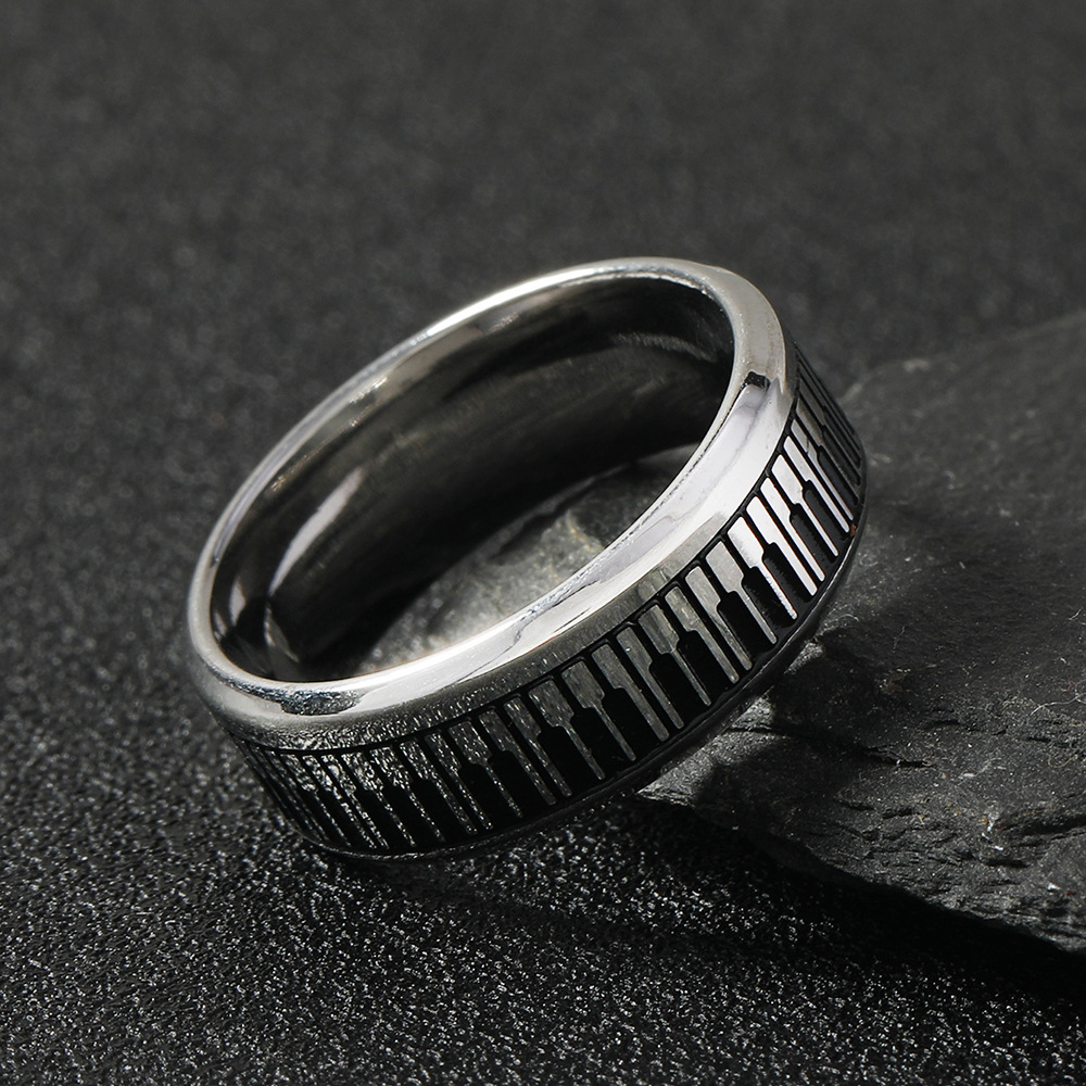 Daily Occasion Titanium Steel Material Geometric, Solid Color Pattern Hip-Hop Geometric Solid Color Titanium Steel Men's Rings