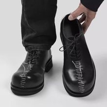 原创德比鞋男大头小众黑色设计高级休闲复古潮鞋皮鞋黑色增高款