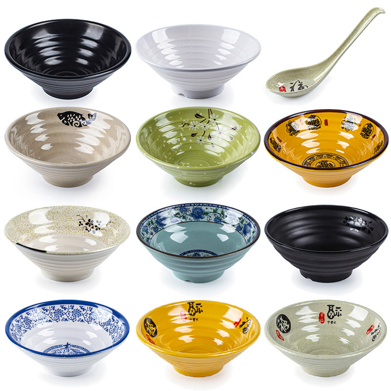 Thickened melamine imitation porcelain beef noodle restaurant special bowl plastic noodle soup bowl Malatang commercial hotel tableware wholesale Thickened melamine imitation porcelain beef noodle restaurant special bowl plastic noodle soup bowl Malatang commercial hotel tableware wholesale