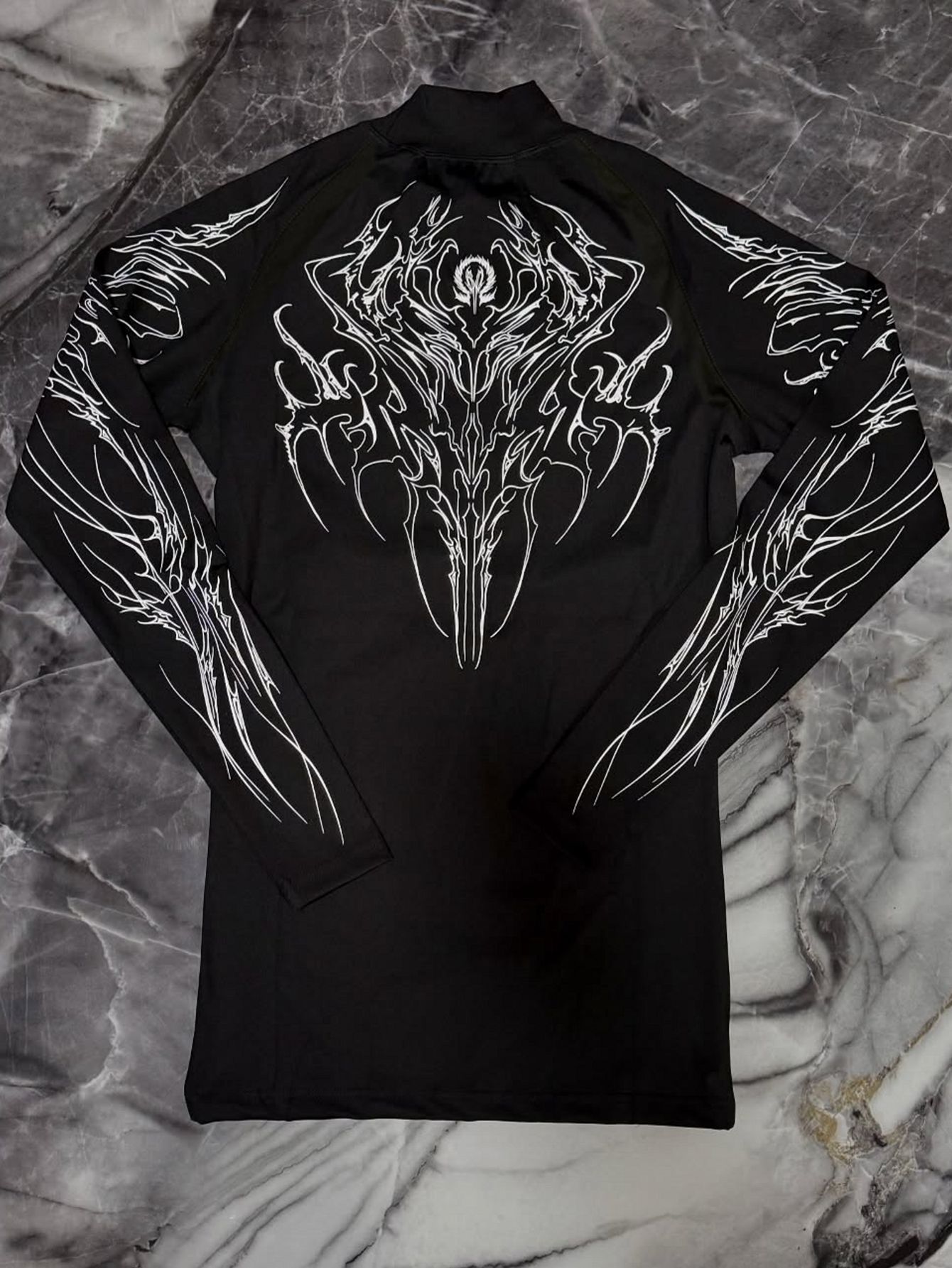 Breathedivinity 2025 hombre de manga larga con estampado de cuello alto deportes fitness de secado rápido largo