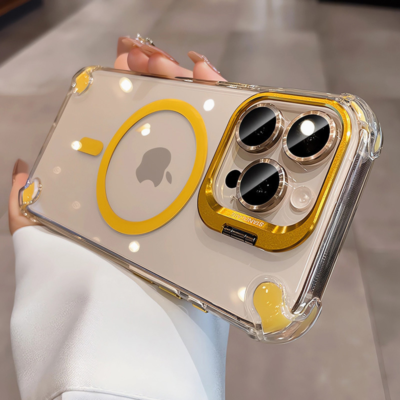四角冰透磁吸适用iPhone17Promax手机壳苹果16金属镜头支架保护套|undefined