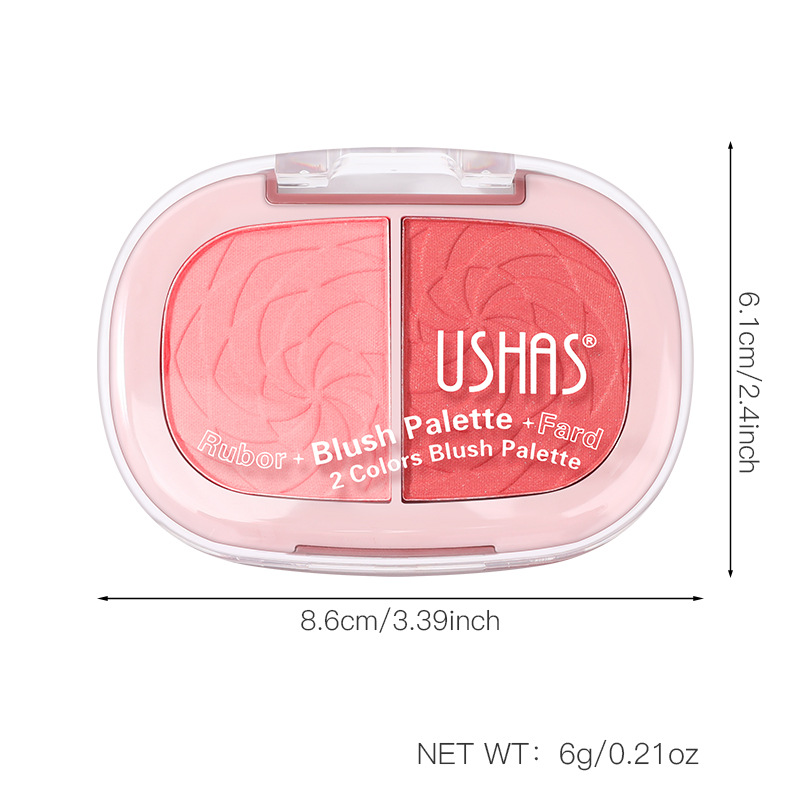 USHAS European and American Cross-border spot 2 Gongge Rubor en polvo en polvo, ligero y delicado, efecto de maquillaje natural UF099B