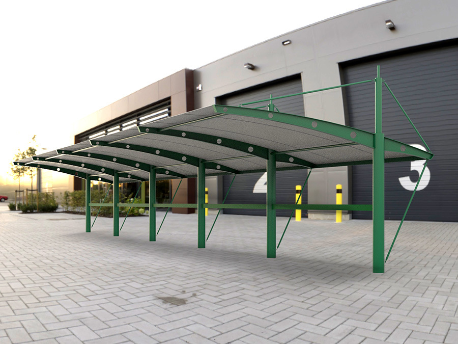 Outdoor light steel membrane structure electric vehicle parking shed factory community bicycle car charging tension film sunshade canopy