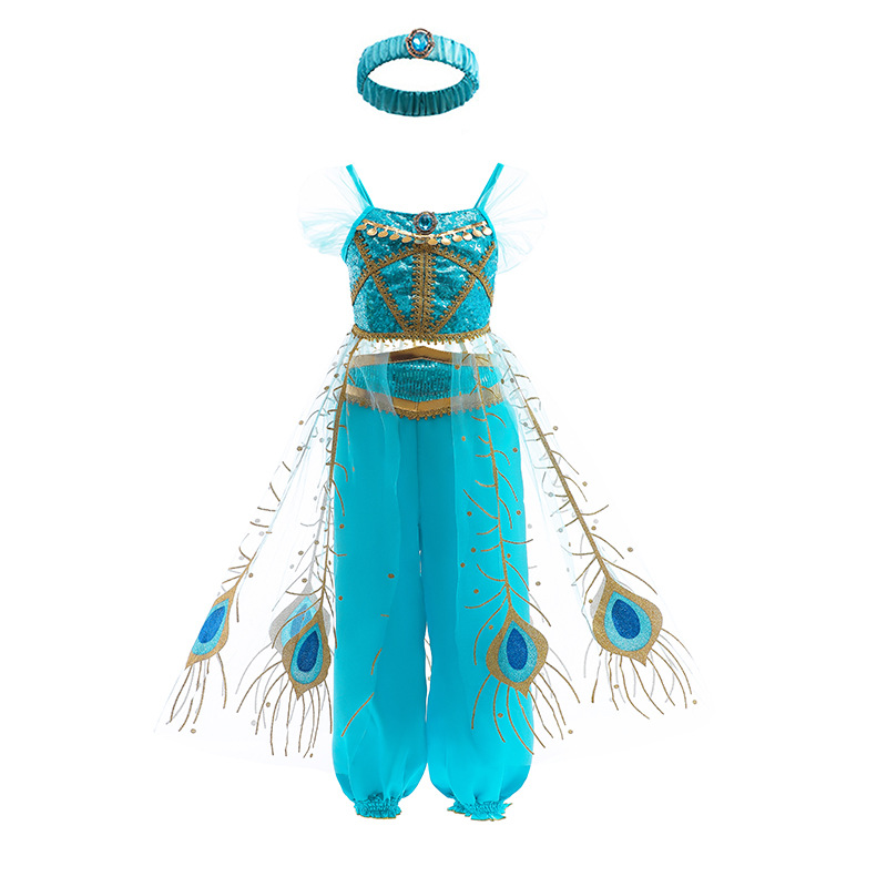 20,22 millones Festival Santo vestido de princesa jazmín vestido nuevo para niños europeos y americanos ropa para niños falda para niña