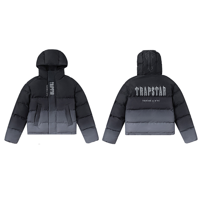 Cross-Border Trendy Brand High-End Version Trapstar Embroidered Lettering American-Style Stand Collar Hooded Trendy Hot-Selling Casual Cotton Jacket for Winter
