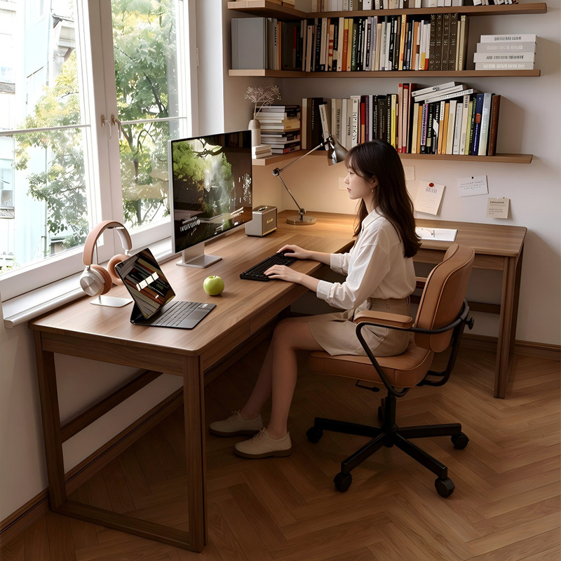 L-Shaped Solid Wood Corner Integrated Workbench, Small Apartment Corner Desk, Home Bedroom Office Desk, Desktop Computer Desk L-Shaped Solid Wood Corner Integrated Workbench, Small Apartment Corner Desk, Home Bedroom Office Desk, Desktop Computer Desk