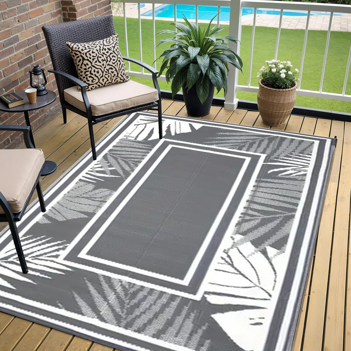 회색 프레임 나뭇잎