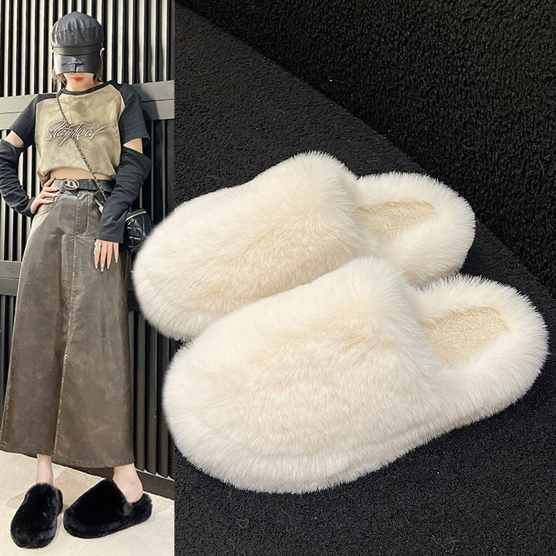 Теплые домашние тапочки Baotou для женщин, модные для улицы, новинка осень-зима 2025, плюшевые, на толстой подошве, из хлопка