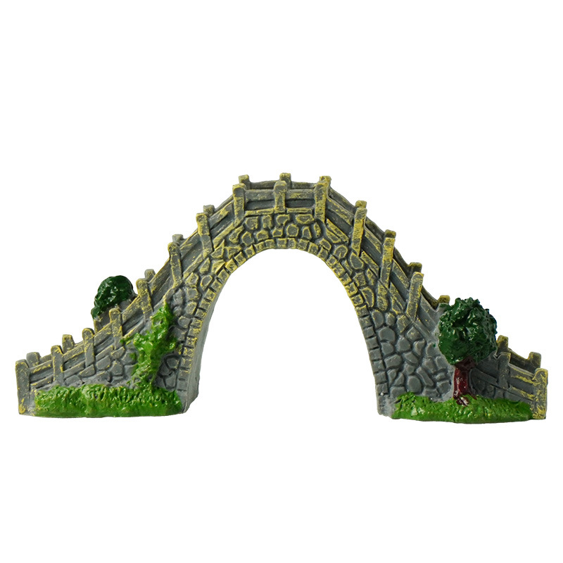Bonsai chino decoración micro paisaje paisajismo pequeño puente pecera piedra arco puente decoración jardinería arco puente simulación Puente de Piedra PVC