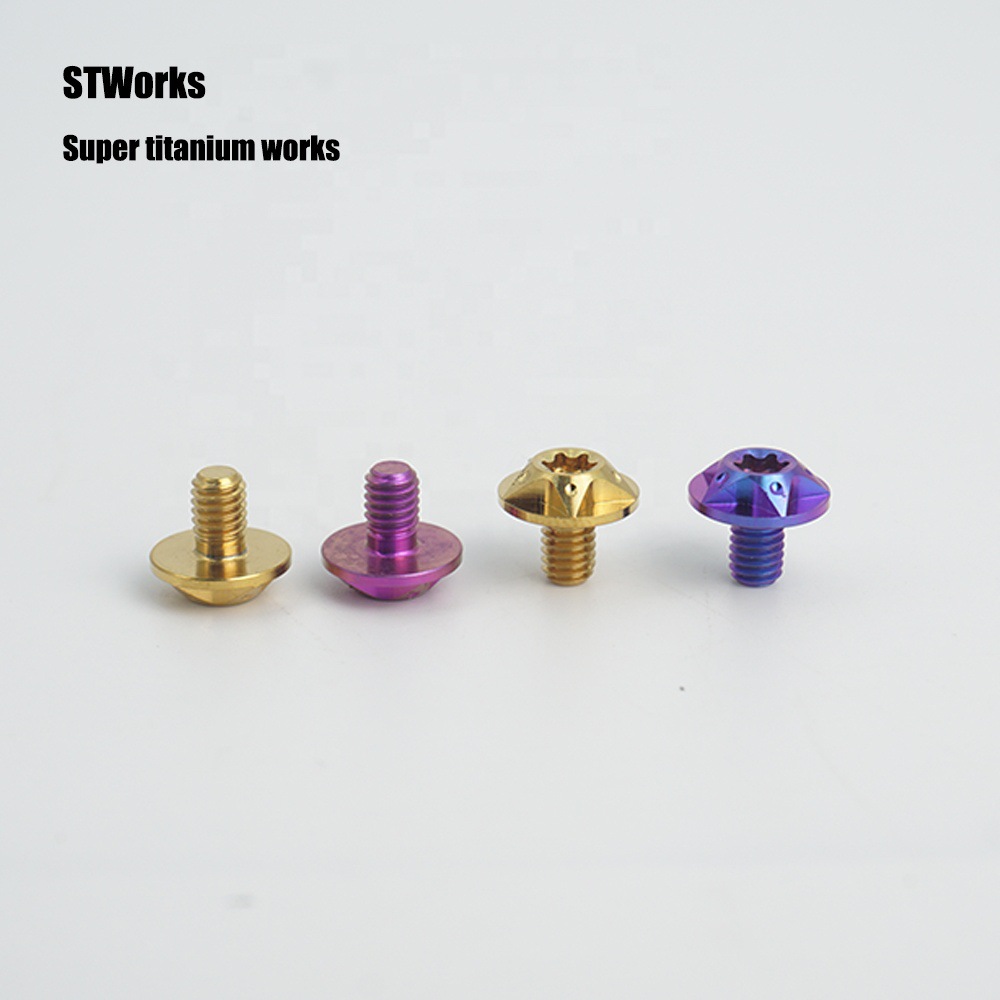 pvd彩色 Tc4 摩托车钛合金单层铣花头盔螺丝电动车螺丝m4*6