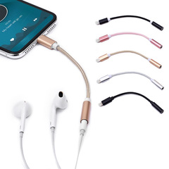 Apple Lightning to 3.5mm Headphone Adapter Phone Dual Audio Converter