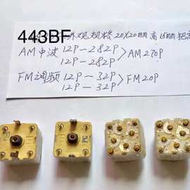 可变电容443BF硬脚正插外观规格宽20X20mmx外壳高1 5mm把高45mm