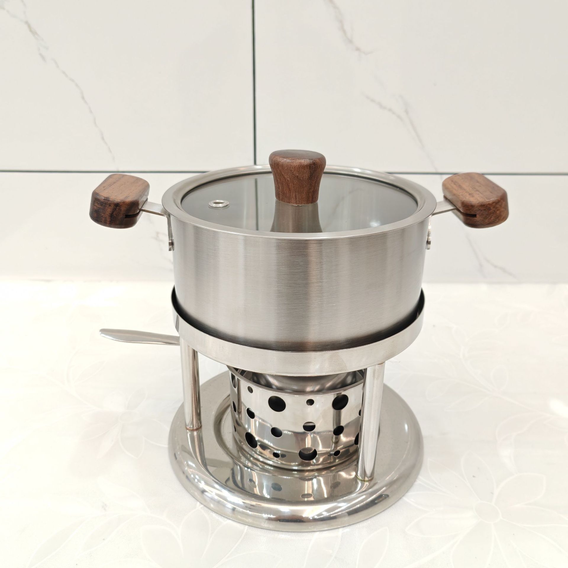Thickened Stainless Steel Alcohol Stove Single-Person Small Hot Pot Small Household One-Person One-Pot Commercial Self-Service Hot Pot Stove