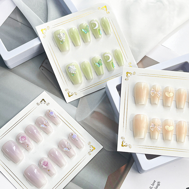 Uña blush con taladro de uñas manuales de uñas acabadas de color caramelo de uñas falsas de uñas parches de gel de goma