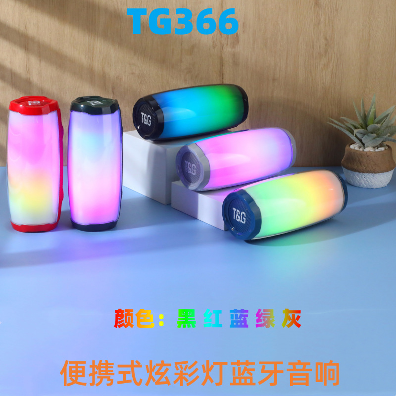Transfronterizo nuevo altavoz Bluetooth TG366 pulso media pantalla color luz al aire libre tarjeta portátil U disco subwoofer de audio