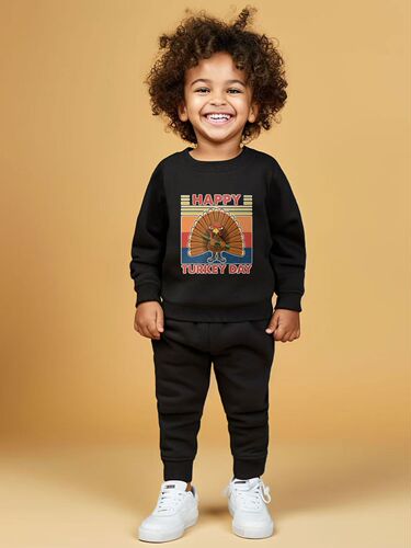 Children's Spring and Autumn Sweat Suit Letter Print Crew Neck Sweatshirt Boys Autumn Outfit Sports Clothing