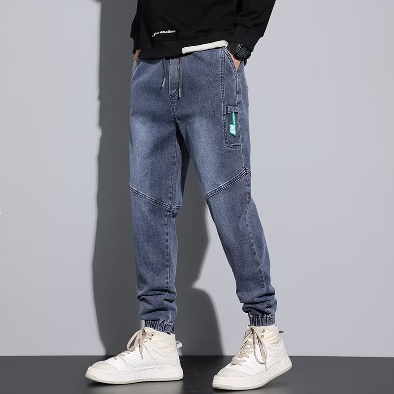 Los nuevos jeans de marca de moda 2024 para hombres, la tendencia coreana más el tamaño gordo, los hermosos pantalones de todo fósforo para estudiantes de primavera y otoño