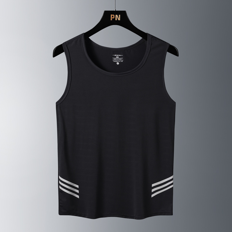 Camiseta Sin Mangas de Seda de Hielo para Hombre de Nailon Tejido Jacquard para Ocio y Deportes image 8