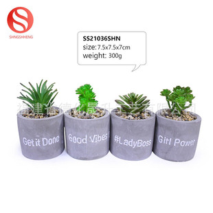 Factory Creative and Simple English Can Add Logo Succulent Plant Flower Pot Cement Crafts Ornaments