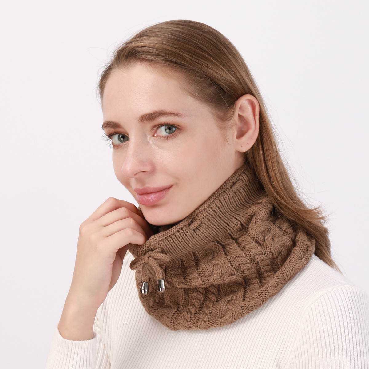 Damen Strickmütze Und Nackenwärmer Set Für Den Winter_voghion.com