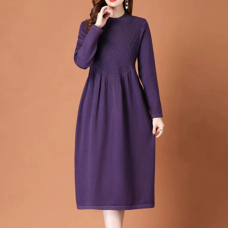 2023 осень и зима Новый свитер Женская длинная юбка-свитер в западном стиле плюс Толстая плюс размер выше колена, чтобы покрыть живот толстое платье