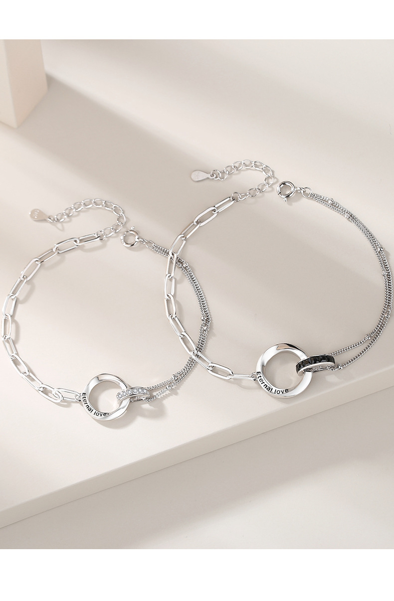 1 Piece Quantity Holiday, Daily Occasion 925 Sterling Silver Material Circle Pattern 925 Sterling Silver Bracelets Simple Style