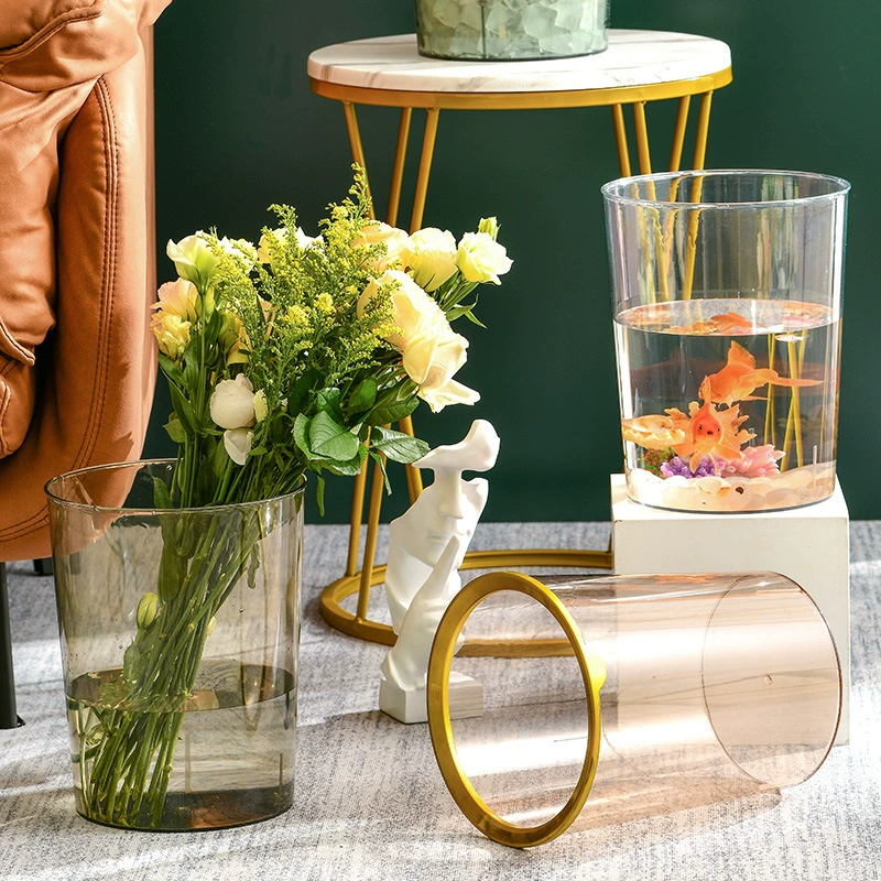 Цилиндрическая настольная чаша для золотой рыбки гостиная маленькая Бытовая пластиковая Золотая рыбка Douyu пейзаж экологический цилиндр ленивая Цветочная композиция ведро