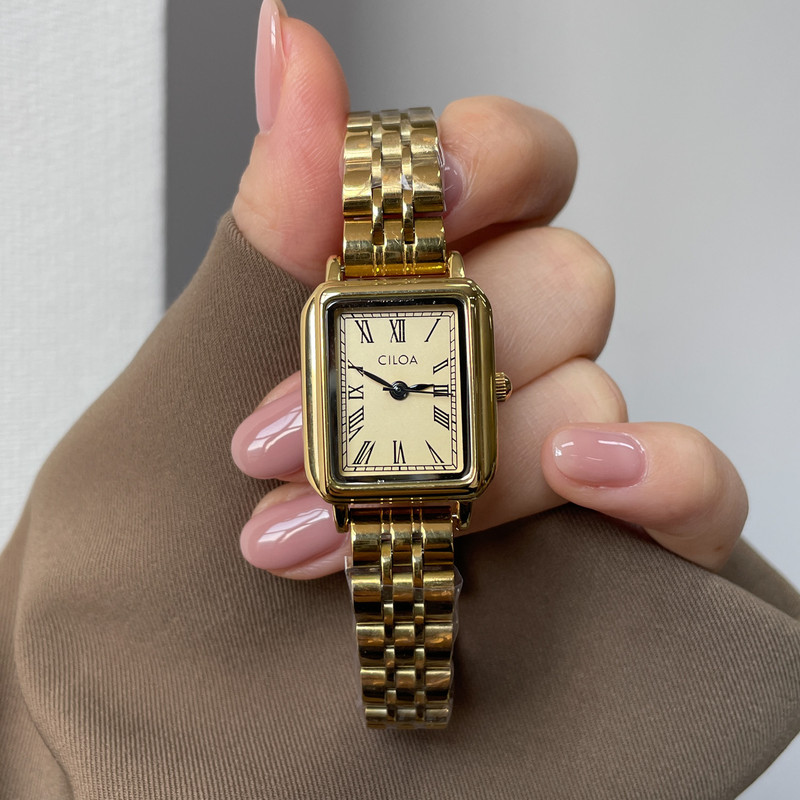 Ciloa Watch, Vintage Small Gold Brick Style Watch for Women, Tiktok Cross-Border Custom Watch