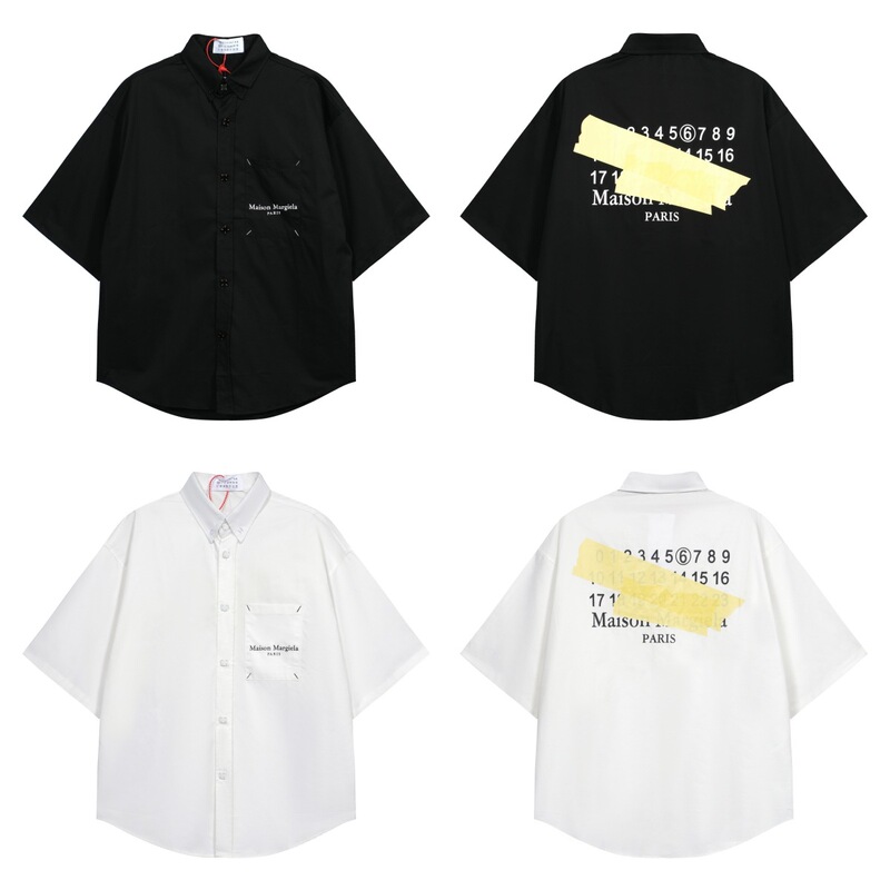 Cross-border for MM6 Maison Margiela LOGO tape design printing short sleeve shirt shirt men