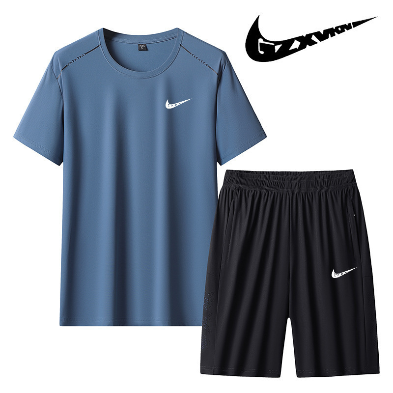 Men's Clothing 2025 Summer New Men's Casual Suit Outdoor Youth Sports Cool T-Shirt Shorts Two-Piece Suit