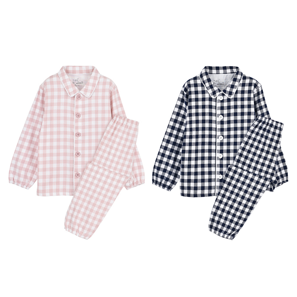 儿童法兰绒睡衣无印家居服套装良品大童无侧缝秋冬磨毛棉绒厚保暖