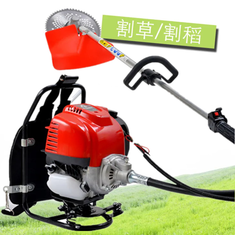 草坪汽油斜跨式割灌机 四冲程背负式割草机 山地丘陵锄草锄地机